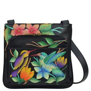 Slim Shoulder Organizer, Birds In Paradise-Black c: